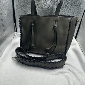 JustFab Charcoal Tote with Braided Detail